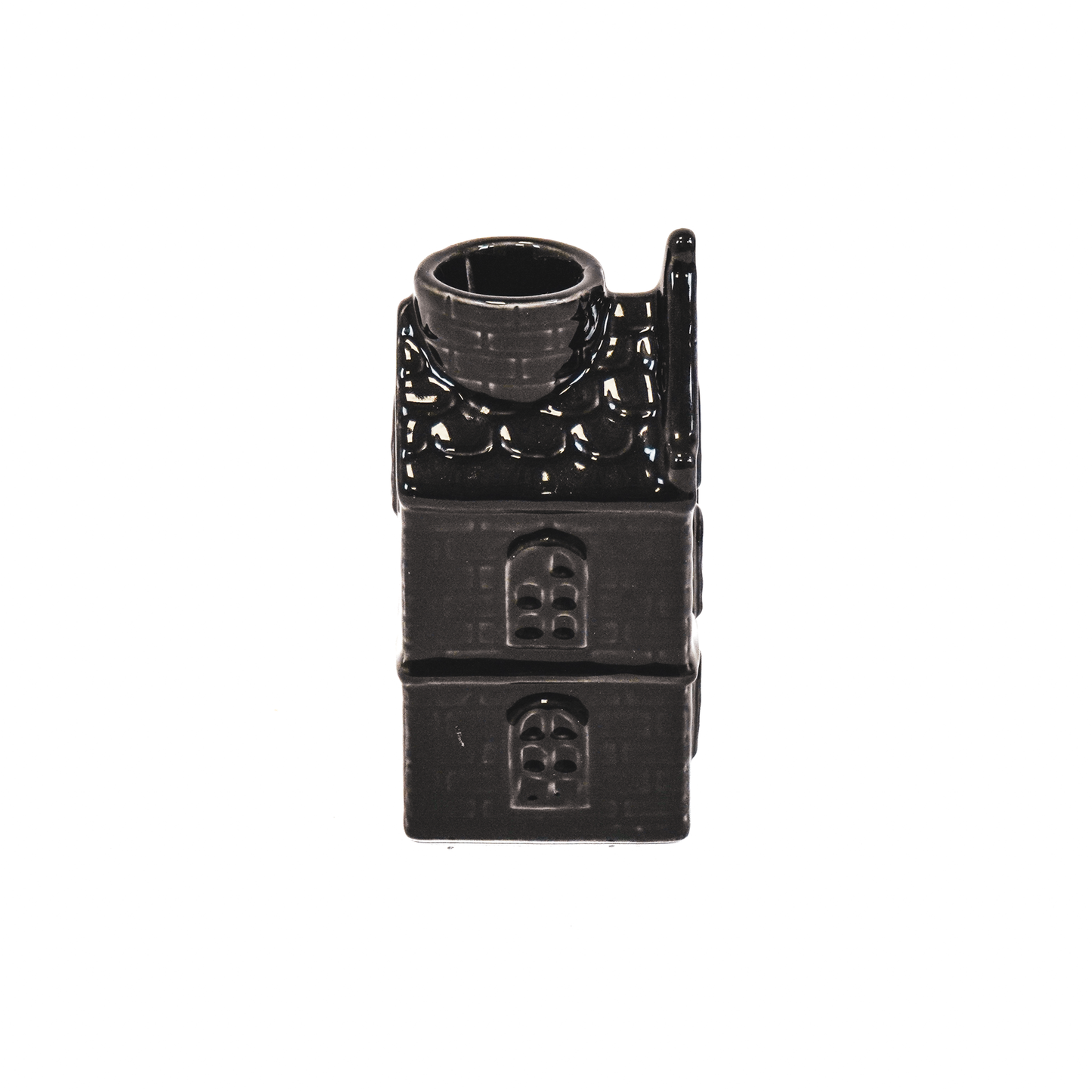 Housevitamin Kaarsenhouder - Huis - Keramiek - Zwart - 6x5,5x11cm - Home & Garden > Decor > Home Fragrances > Candles