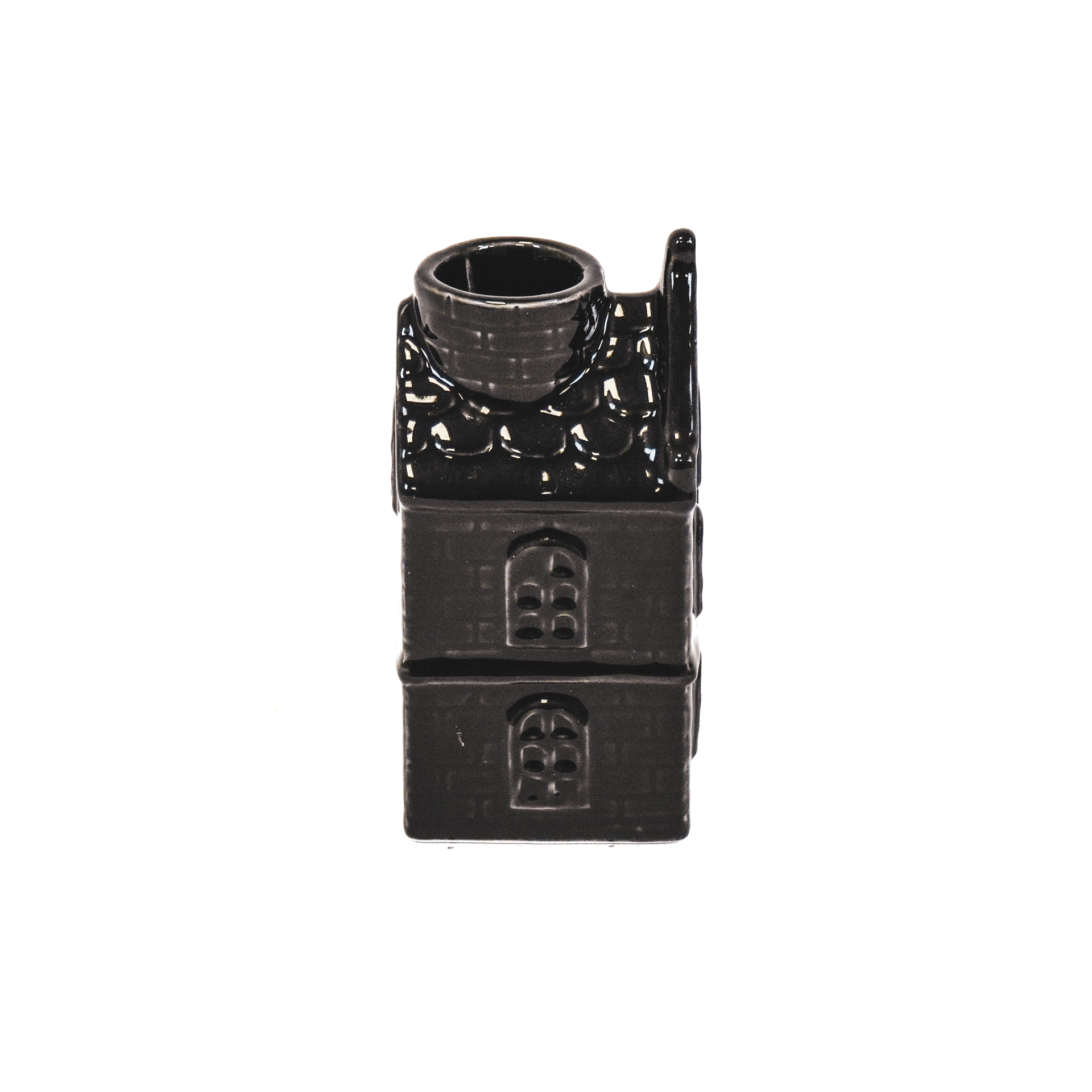 Housevitamin Kaarsenhouder - Huis - Keramiek - Zwart - 6x5,5x11cm - Home & Garden > Decor > Home Fragrances > Candles