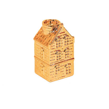 Housevitamin Kaarsenhouder - Huis - Keramiek - Goud - 6x5,5x11cm - Home & Garden > Decor > Home Fragrances > Candles