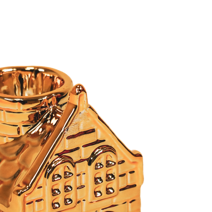 Housevitamin Kaarsenhouder - Huis - Keramiek - Goud - 6x5,5x11cm - Home & Garden > Decor > Home Fragrances > Candles