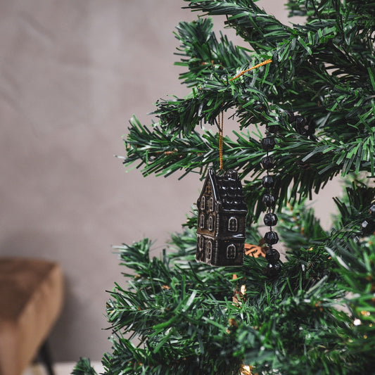 Kersthanger - Huis - Keramiek - Zwart - 3,5x2x6,5cm Housevitamin