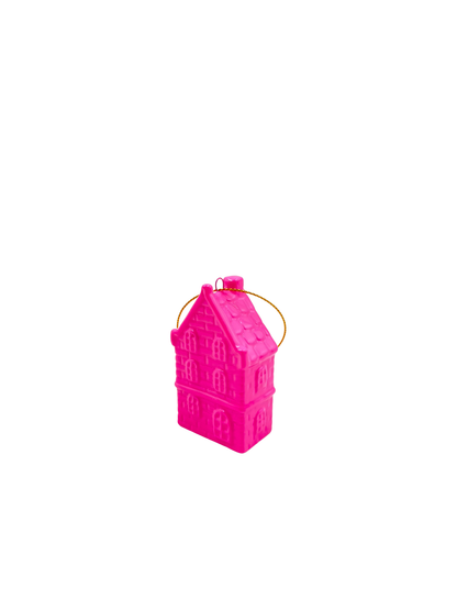 Kersthanger - Huis - Keramiek - Neonroze - 3,5x2x6,5cm Housevitamin