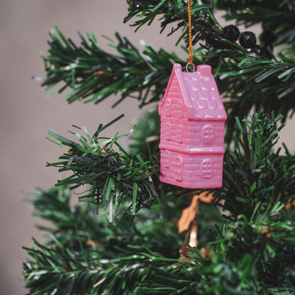 Kersthanger - Huis - Keramiek - Neonroze - 3,5x2x6,5cm Housevitamin