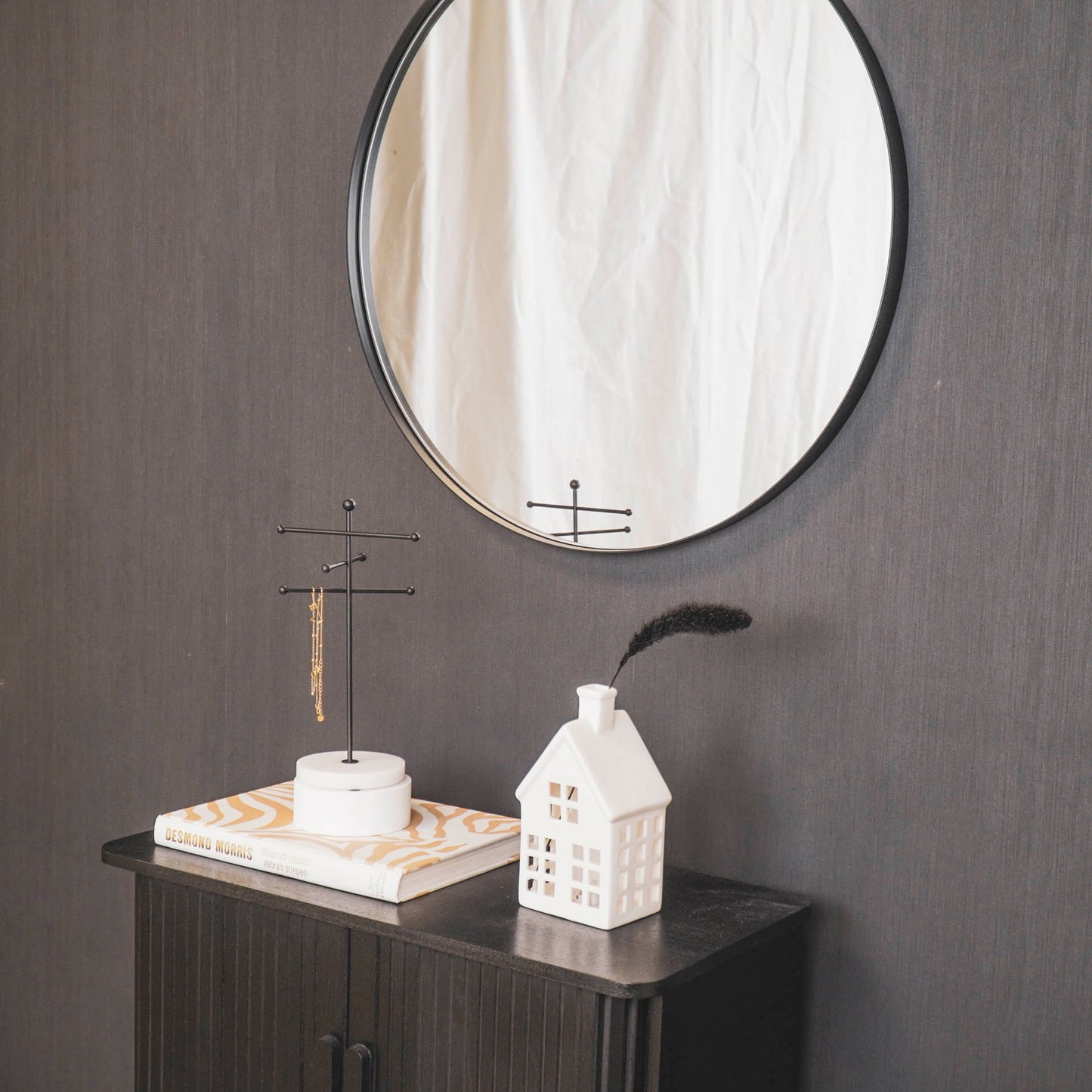 Housevitamin Housevitamin Ronde Spiegel - Metaal - Zwart - 60x3x60cm - Home & Garden > Decor > Mirrors