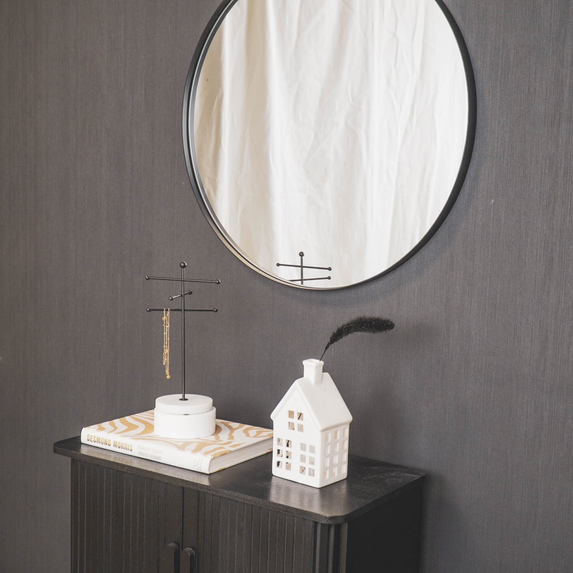 Housevitamin Housevitamin Ronde Spiegel - Metaal - Zwart - 60x3x60cm - Home & Garden > Decor > Mirrors