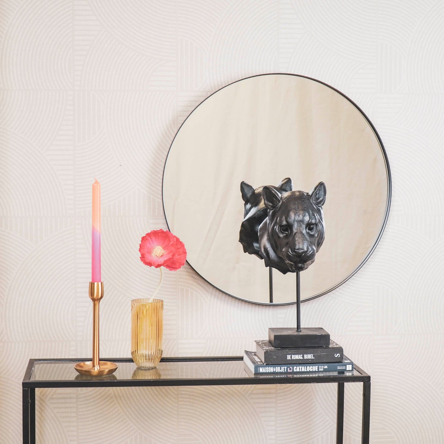 Housevitamin Housevitamin Ronde Spiegel - Metaal - Zwart - 60x3x60cm - Home & Garden > Decor > Mirrors