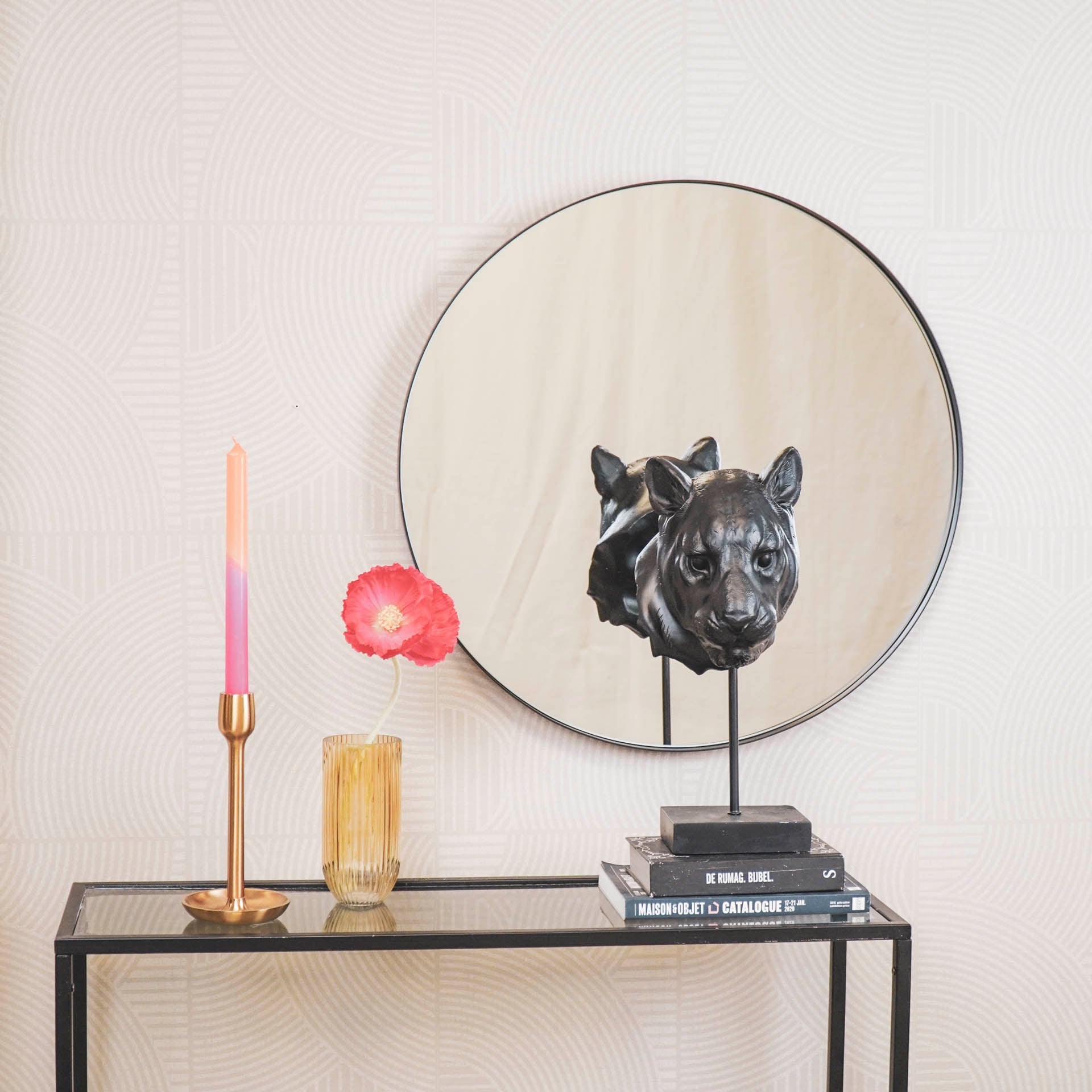 Housevitamin Housevitamin Ronde Spiegel - Metaal - Zwart - 60x3x60cm - Home & Garden > Decor > Mirrors