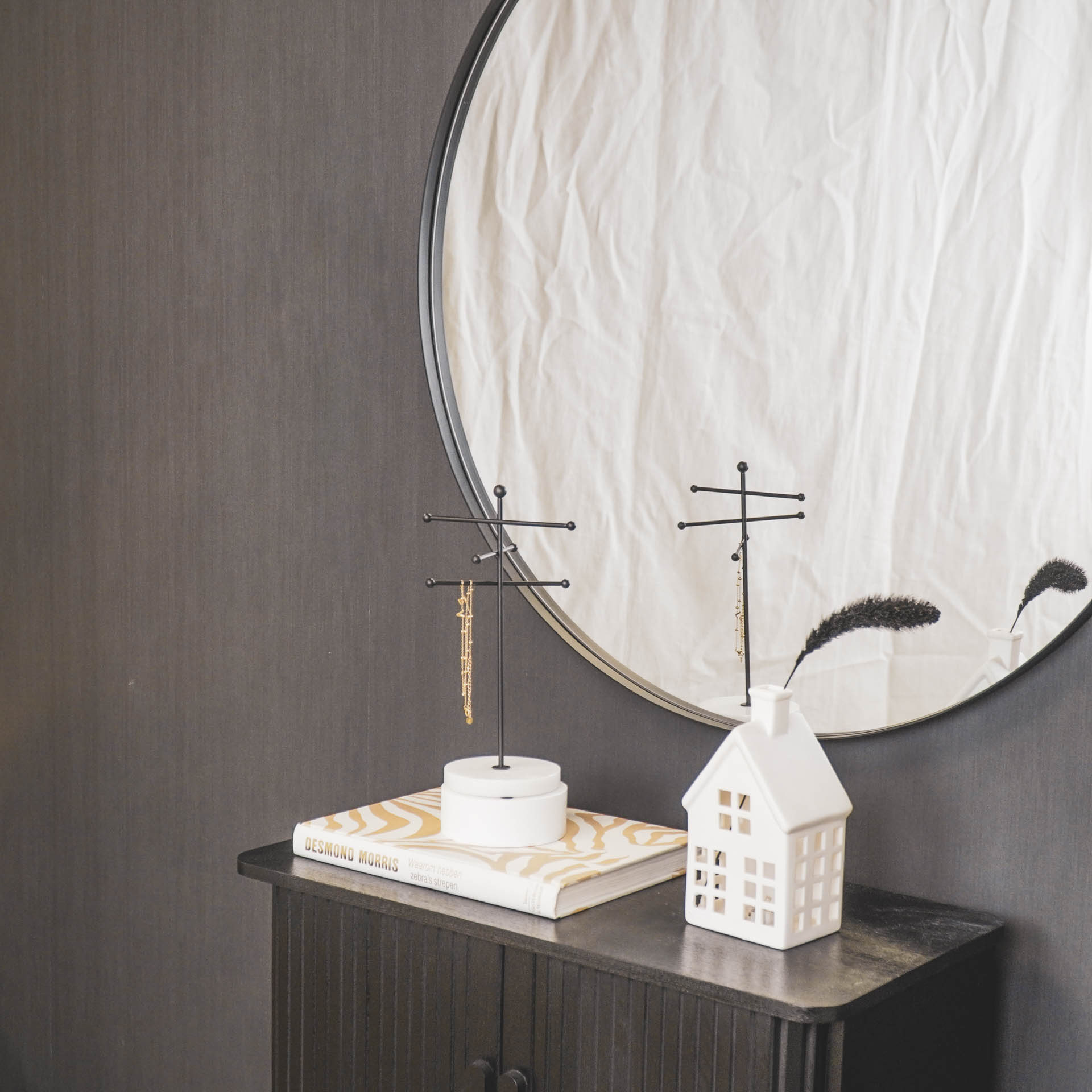 Housevitamin Spiegel - Rond - Metaal - Zwart - 80x3x80cm - Home & Garden > Decor > Mirrors