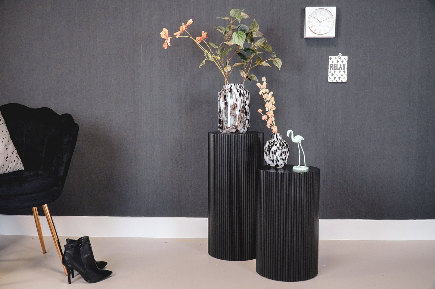 Bijzettafel /Pilaar- Cilinder - MDF - Zwart - 30x30x54cm Housevitamin Shop