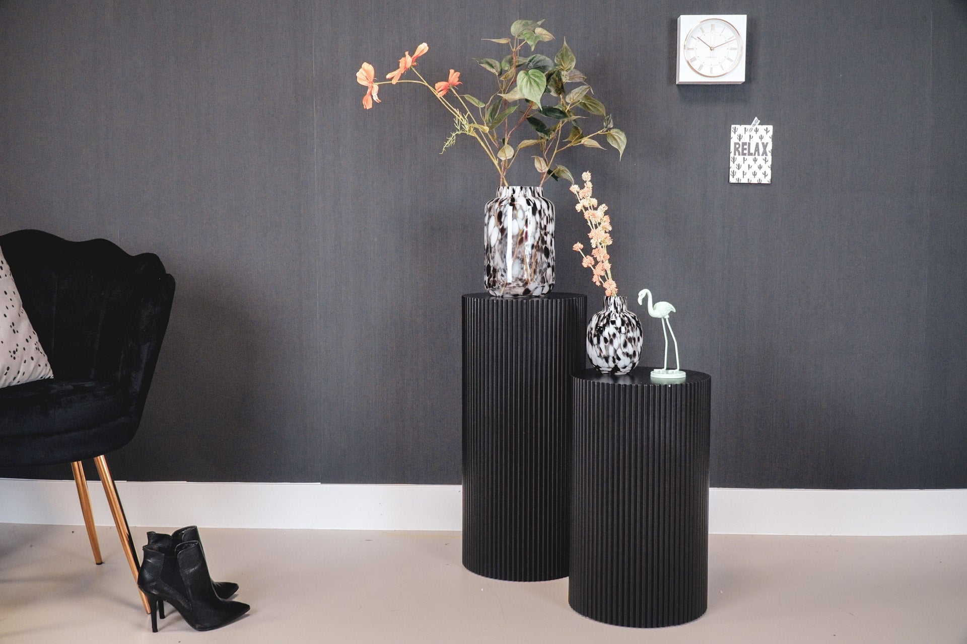 Bijzettafel /Pilaar- Cilinder - MDF - Zwart - 30x30x54cm Housevitamin Shop