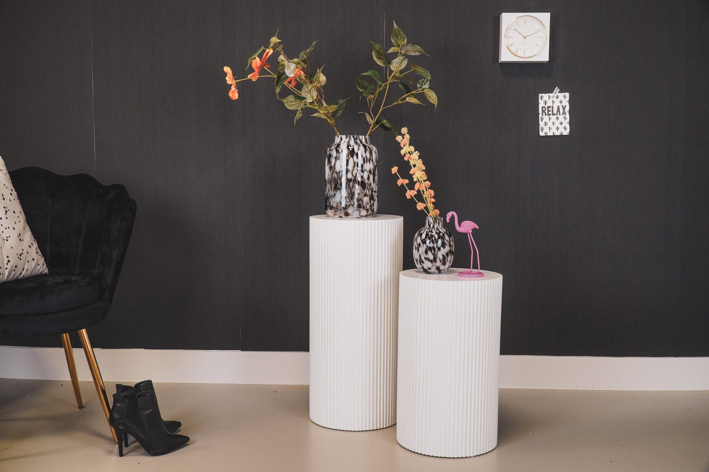 Housevitamin Bijzettafel / Pilaar - Cilinder - MDF - Wit - 30x54cm - Home & Garden > Decor