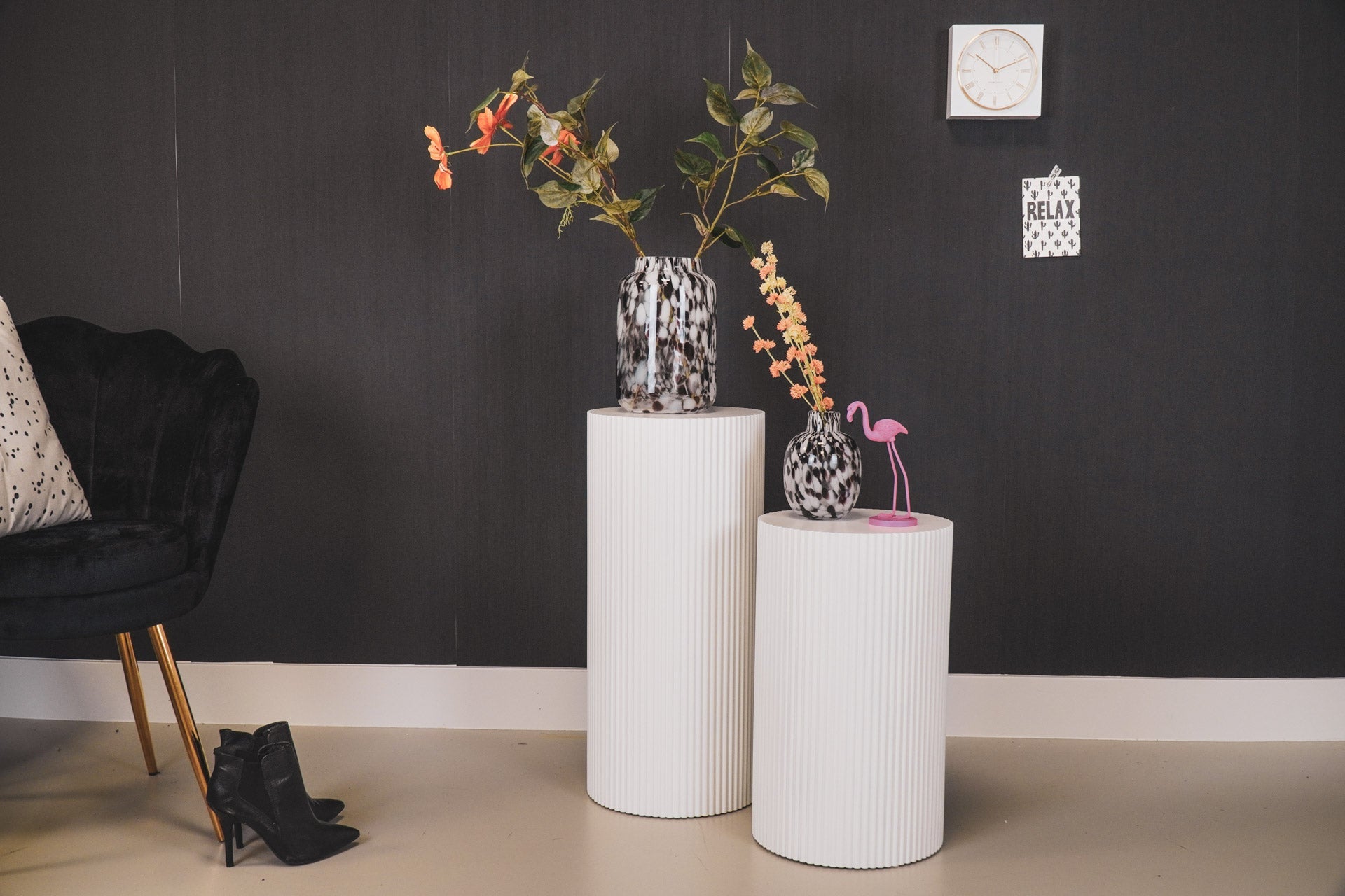 Housevitamin Bijzettafel / Pilaar - Cilinder - MDF - Wit - 30x54cm - Home & Garden > Decor