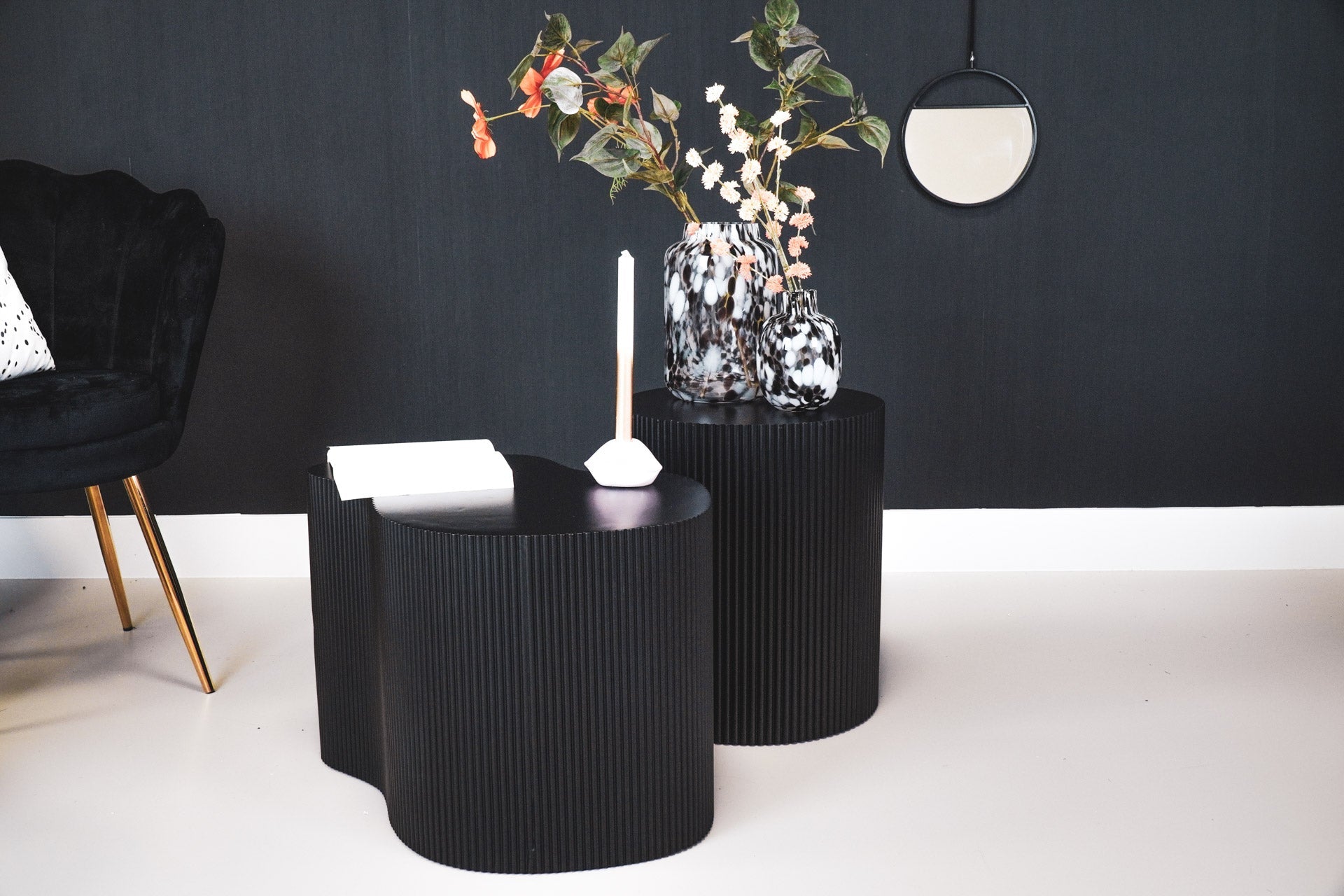 Housevitamin Bijzettafel - Cilinder - MDF - Zwart - 39x45cm - Furniture > Tables