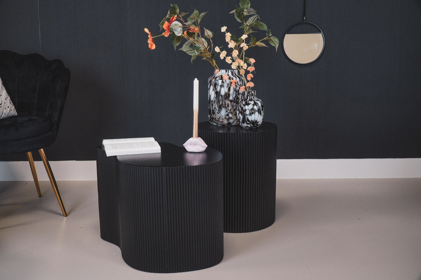 Bijzettafel - Cilinder- MDF - Zwart - 39x39x45cm Housevitamin Shop