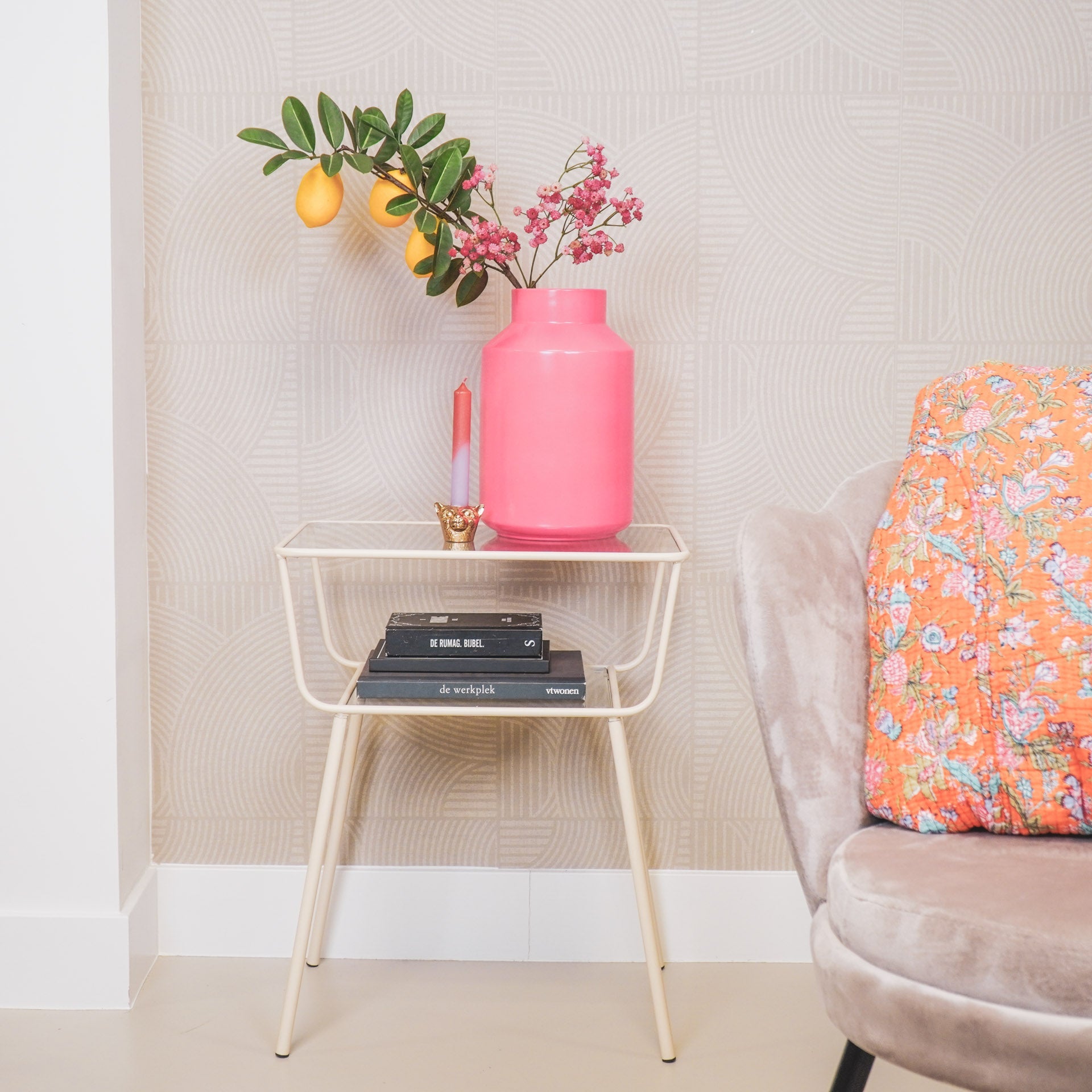 Housevitamin Bijzettafel / Nachtkastje - Zand - 50x35x60cm - Furniture > Tables