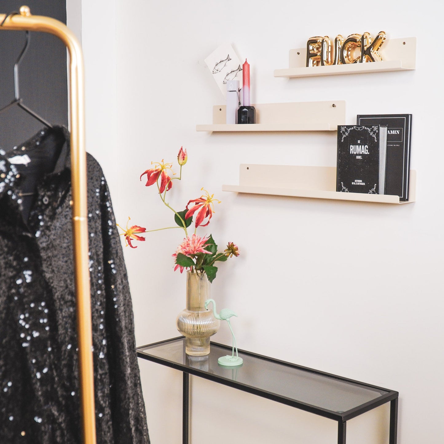 Housevitamin Wandplank - Metaal - Beige - Set van 3 - 40/50/60cm - Home & Garden > Decor