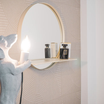 Housevitamin Spiegel - Rond - Metaal - Met Plank - Zand - Ø40cm - Home & Garden > Decor > Mirrors