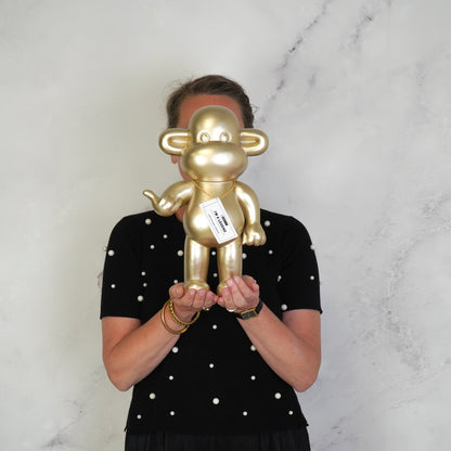 Ornament - Hang loose Aap Beeld 'The Legend' - Polyresin - Goud - 20,5x13,5x35cm Housevitamin Shop