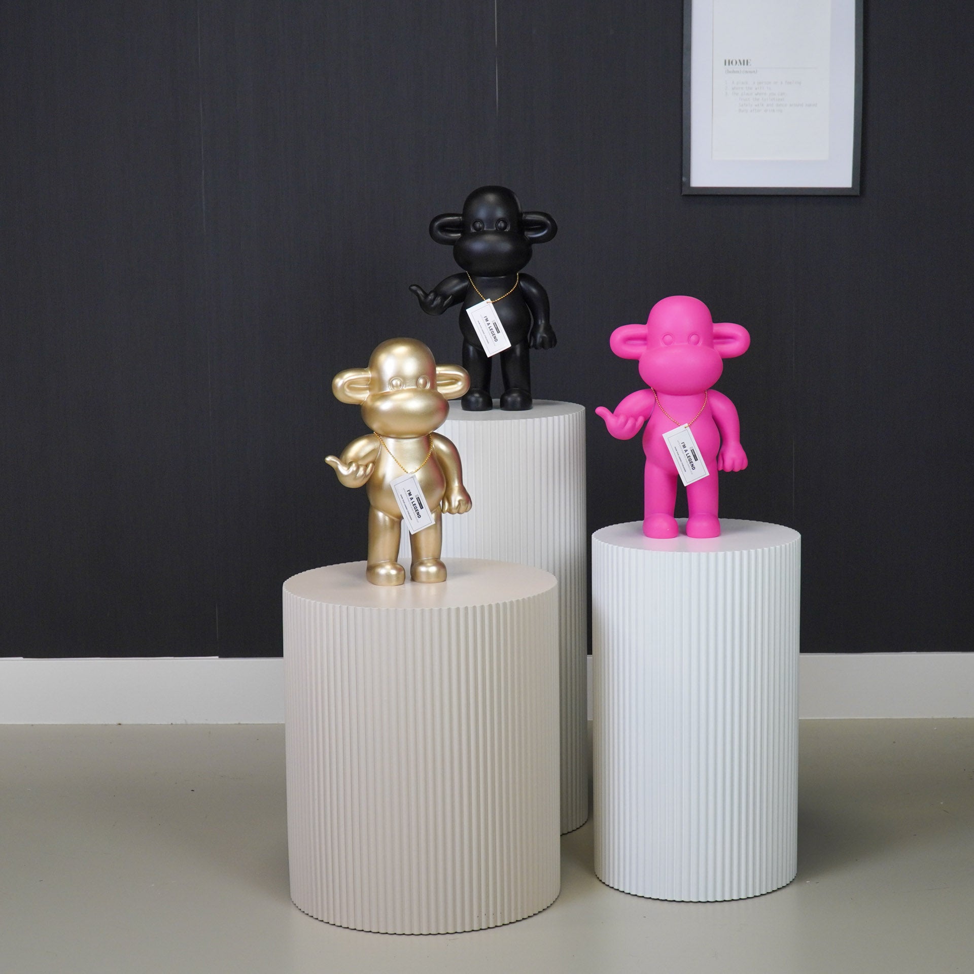 Ornament - Hang loose Aap Beeld 'The Legend' - Polyresin - Goud - 20,5x13,5x35cm Housevitamin Shop