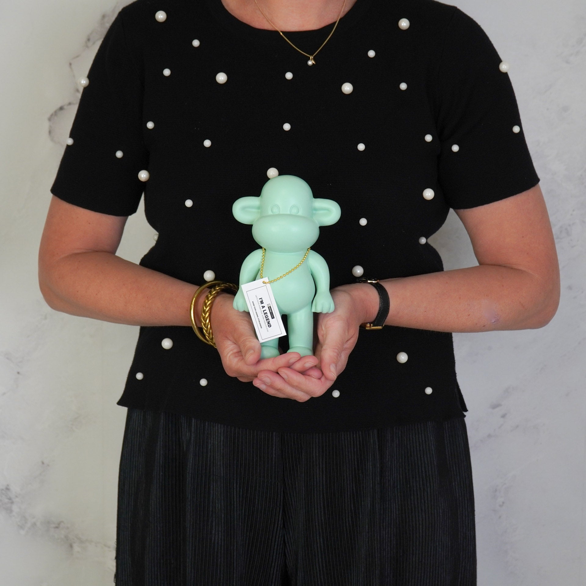 Ornament - Aap Beeld 'The Legend' - Polyresin - Mintgroen - 11x7x19cm Housevitamin Shop