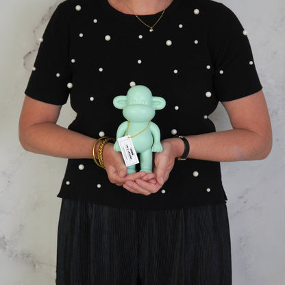 Ornament - Aap Beeld 'The Legend' - Polyresin - Mintgroen - 11x7x19cm Housevitamin Shop