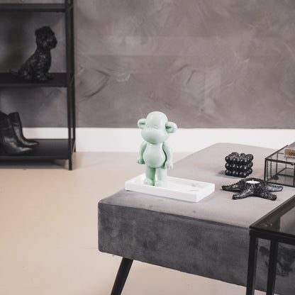 Ornament - Aap Beeld 'The Legend' - Polyresin - Mintgroen - 11x7x19cm Housevitamin Shop