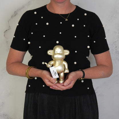 Ornament - Hang loose Aap Beeld 'The Legend' - Polyresin - Goud - 11x7x19cm Housevitamin Shop