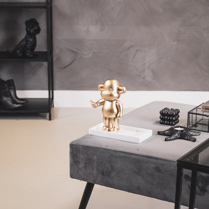 Ornament - Hang loose Aap Beeld 'The Legend' - Polyresin - Goud - 11x7x19cm Housevitamin Shop