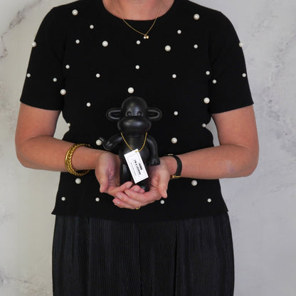 Ornament - Hang loose Aap Beeld 'The Legend' - Polyresin - Zwart - 11x7x19cm Housevitamin Shop