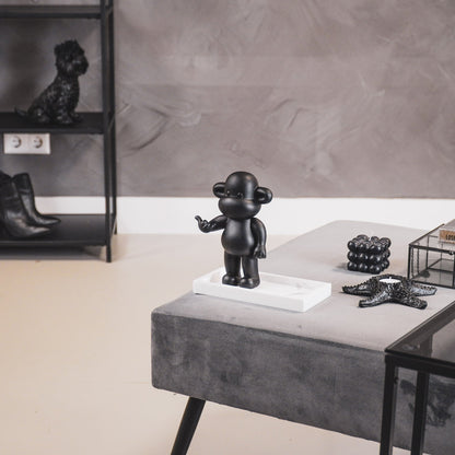 Ornament - Hang loose Aap Beeld 'The Legend' - Polyresin - Zwart - 11x7x19cm Housevitamin Shop