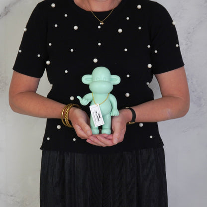 Ornament - Hang loose Aap Beeld 'The Legend' - Polyresin - Mintgroen - 11x7x19cm Housevitamin Shop