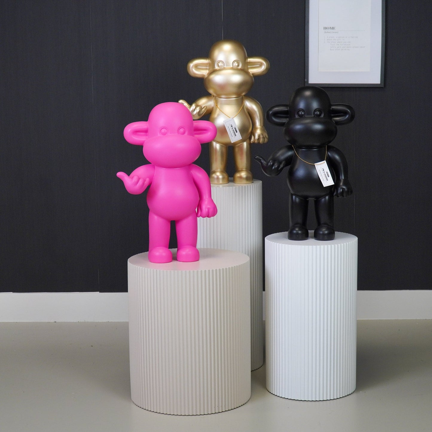 Ornament - Hang loose Aap Beeld 'The Legend' - Polyresin - Zwart - 33x21x50cm Housevitamin Shop