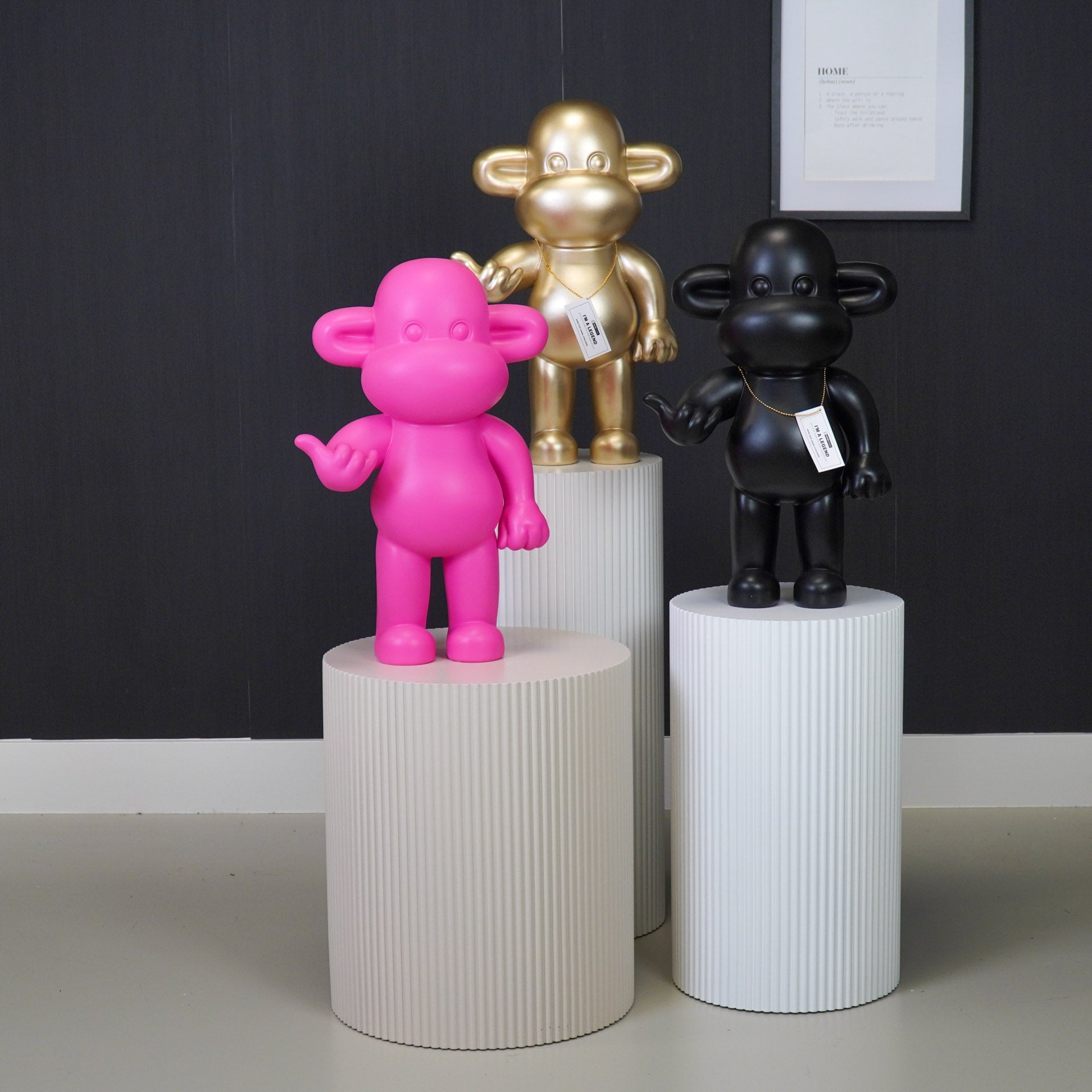 Ornament - Hang loose Aap Beeld 'The Legend' - Polyresin - Zwart - 33x21x50cm Housevitamin Shop