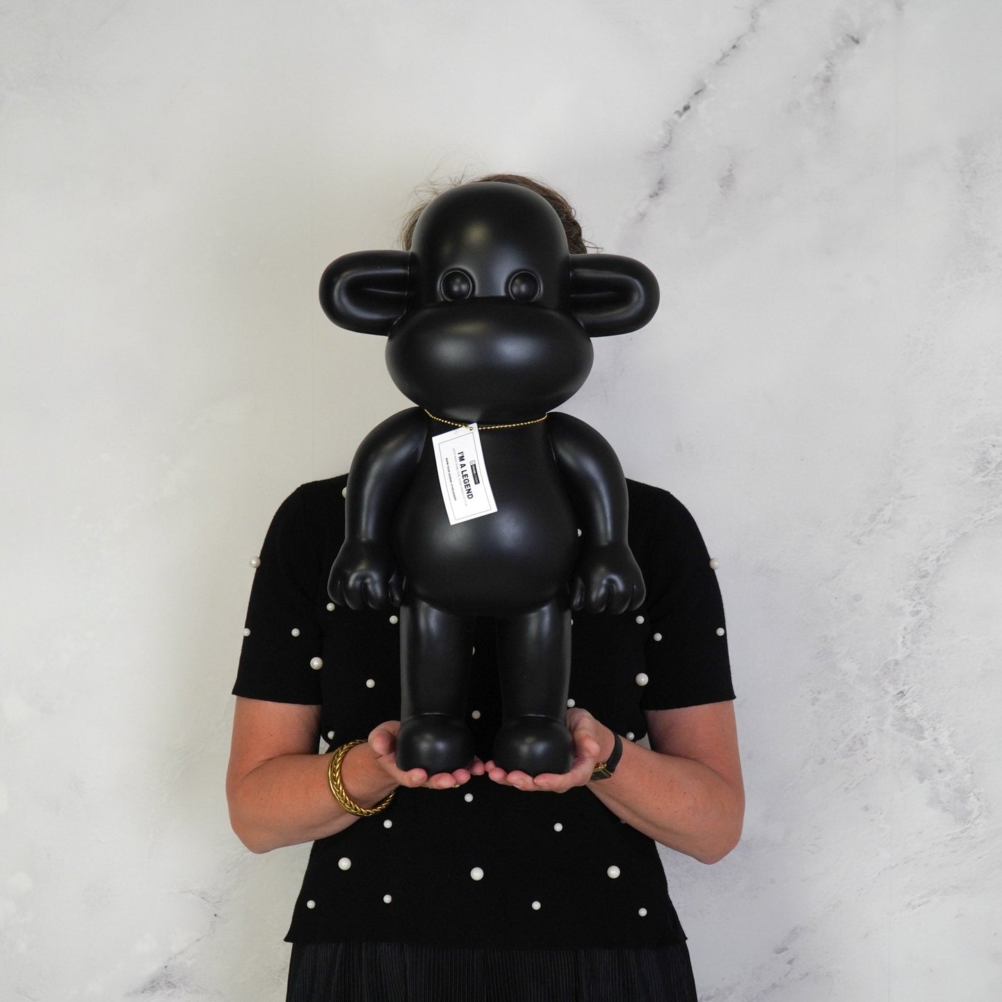 Ornament - Aap Beeld 'The Legend' -Polyresin - Zwart - 33x21x50cm Housevitamin Shop