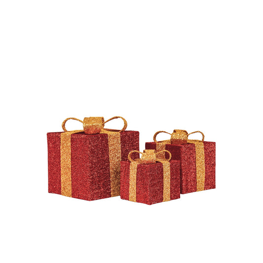 Kerst Led Lamp - Geschenkset van 3 - Rood/Goud - 15cm/20cm/25cm Housevitamin