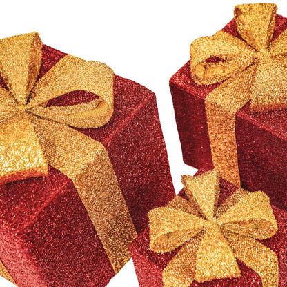 Kerst Led Lamp - Geschenkset van 3 - Rood/Goud - 15cm/20cm/25cm Housevitamin