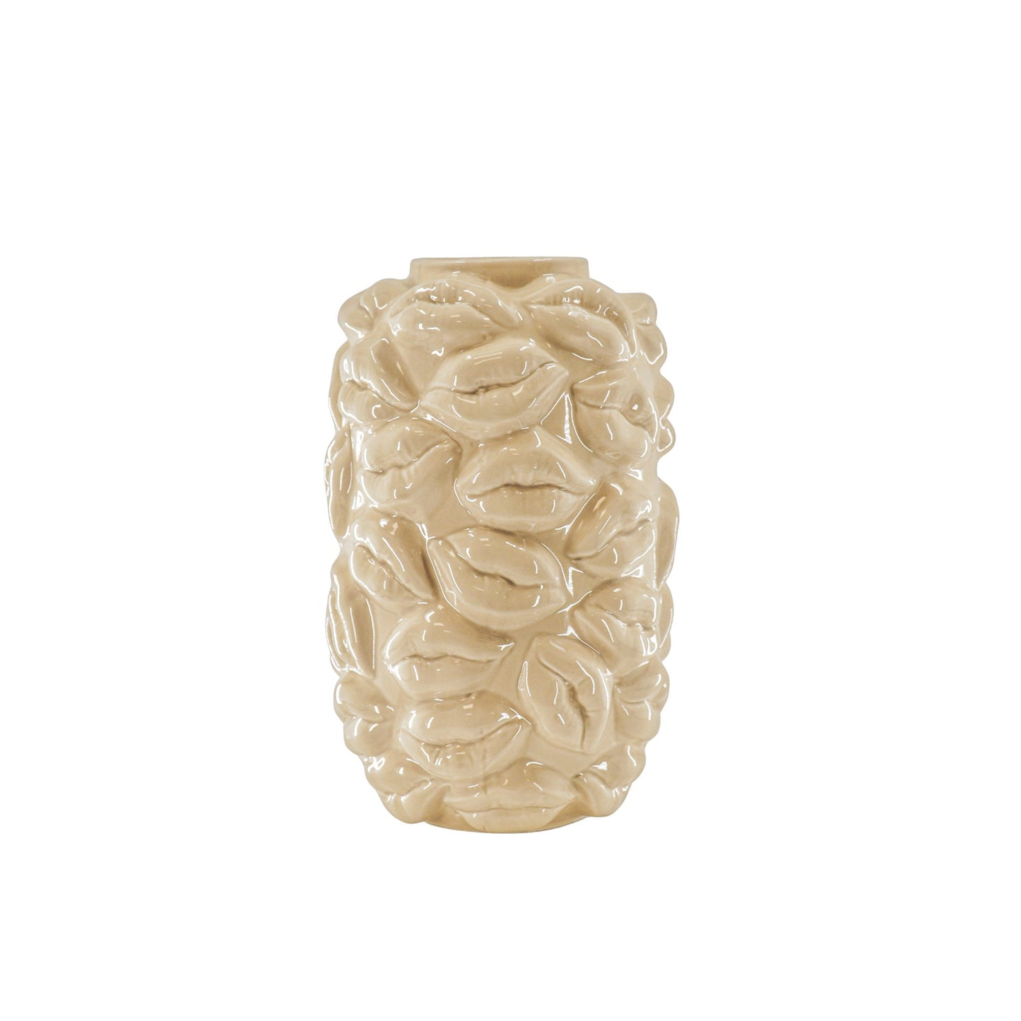 Housevitamin Vaas - Kusjes - Keramiek - Beige - 17x17x27cm - Home & Garden > Decor > Vases