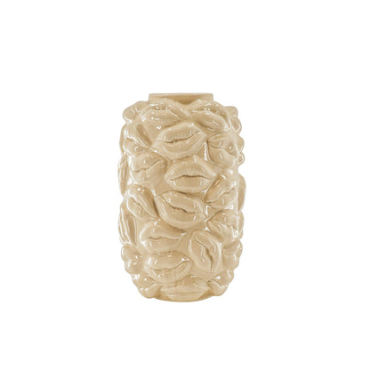 Housevitamin Vaas - Kusjes - Keramiek - Beige - 17x17x27cm - Home & Garden > Decor > Vases