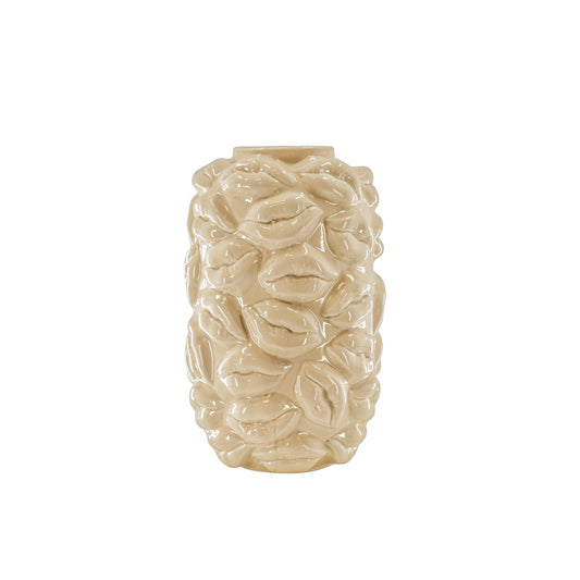 Housevitamin Vaas - Kusjes - Keramiek - Beige - 17x17x27cm - Home & Garden > Decor > Vases