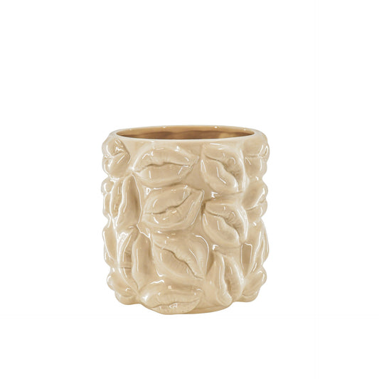Housevitamin Pot - Kusjes - Keramiek - Beige - 17,5x17,5x17,5cm - Home & Garden > Decor > Vases