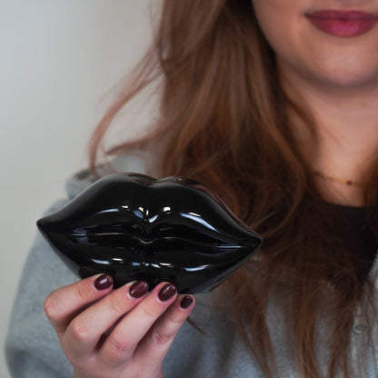 Housevitamin Ornament- Spaarpot - Lip - Keramiek - Zwart - 15x8x8cm - Home & Garden > Decor