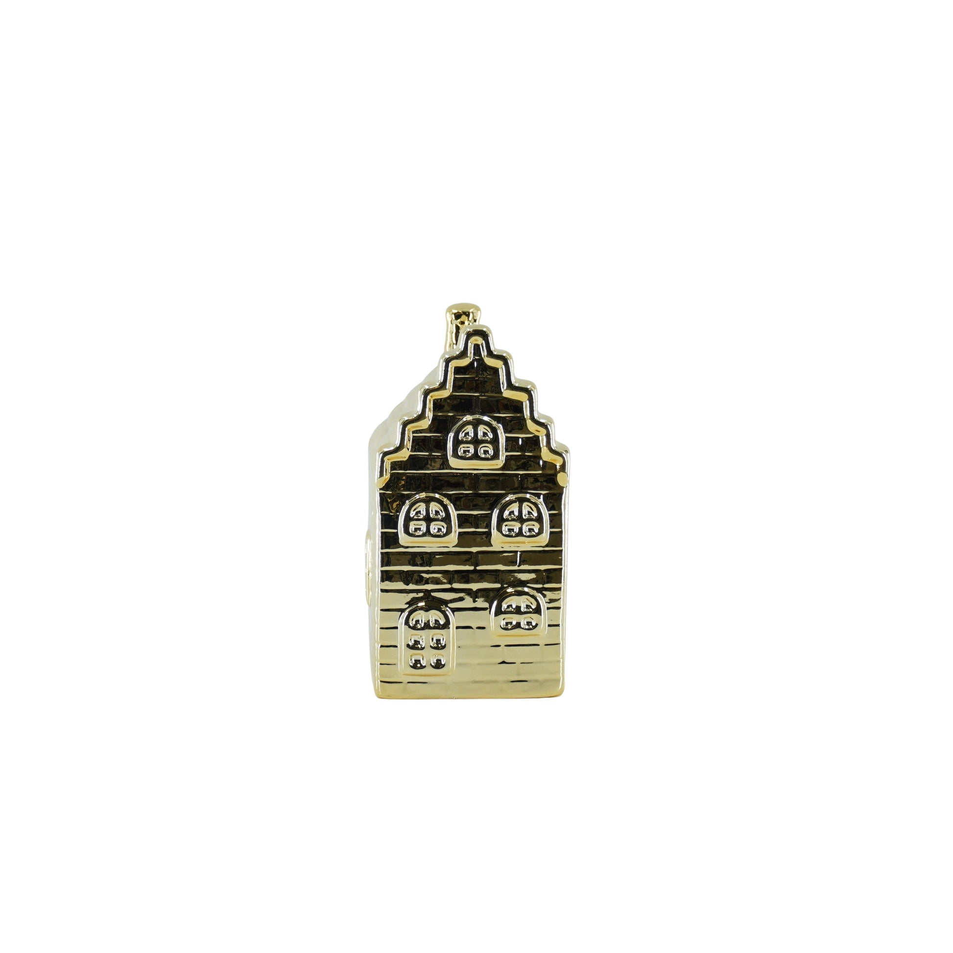 Housevitamin Ornament- Spaarpot - Huis - Keramiek - Goud - 7x7x13cm - Home & Garden > Decor