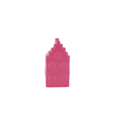 Housevitamin Ornament- Spaarpot - Huis - Keramiek- Neonroze - 7x7x13cm - Home & Garden > Decor