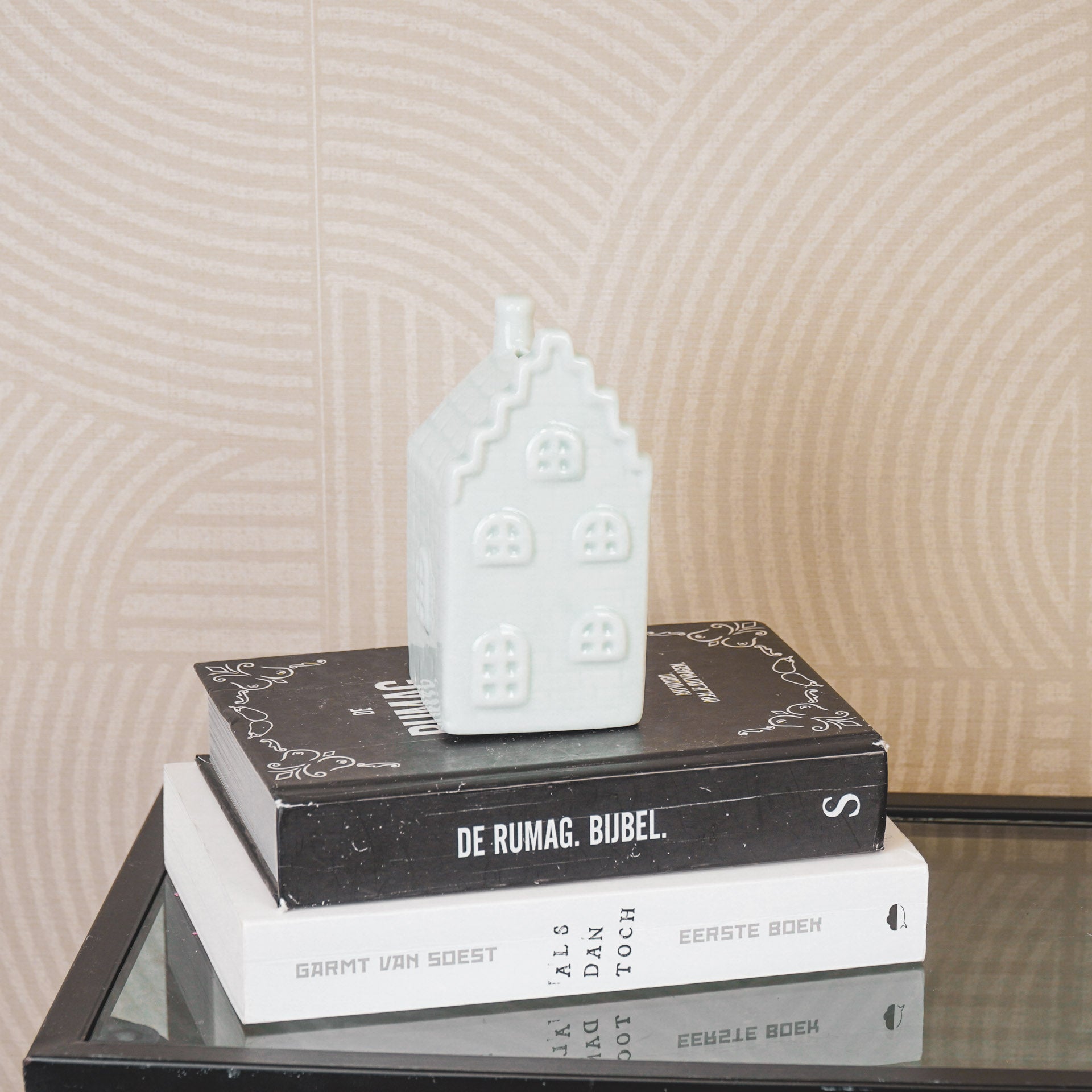 Housevitamin Ornament- Spaarpot - Huis - Keramiek - Mintgroen - 7x7x13cm - Home & Garden > Decor