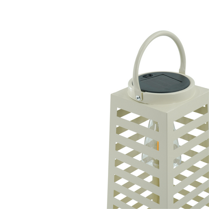 Lamp - Lantaarn - Zonne-energie - Metaal - Zandkleurig - 14x32,5cm Housevitamin