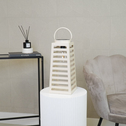 Lamp - Lantaarn - Zonne-energie - Metaal - Zandkleurig - 14x32,5cm Housevitamin