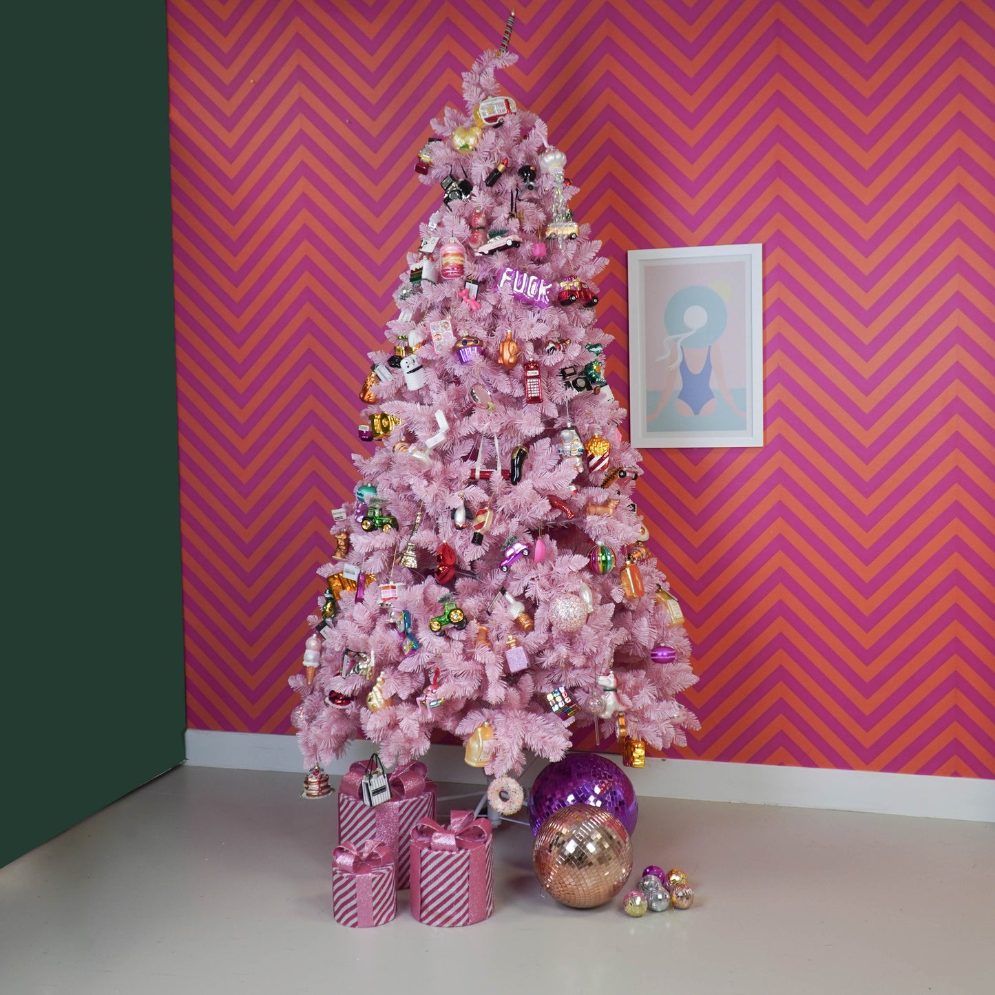 Kerst Led Lamp - Rond - Cadeau Set van 3 - Kunststof - Roze/Wit - 15cm/20cm/25cm Housevitamin Shop