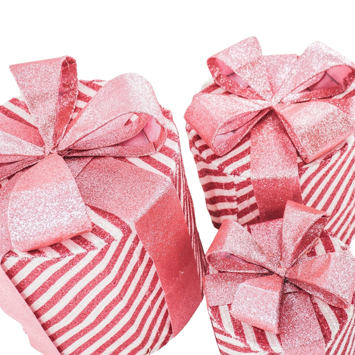 Kerst Led Lamp - Rond - Cadeau Set van 3 - Kunststof - Roze/Wit - 15cm/20cm/25cm Housevitamin Shop