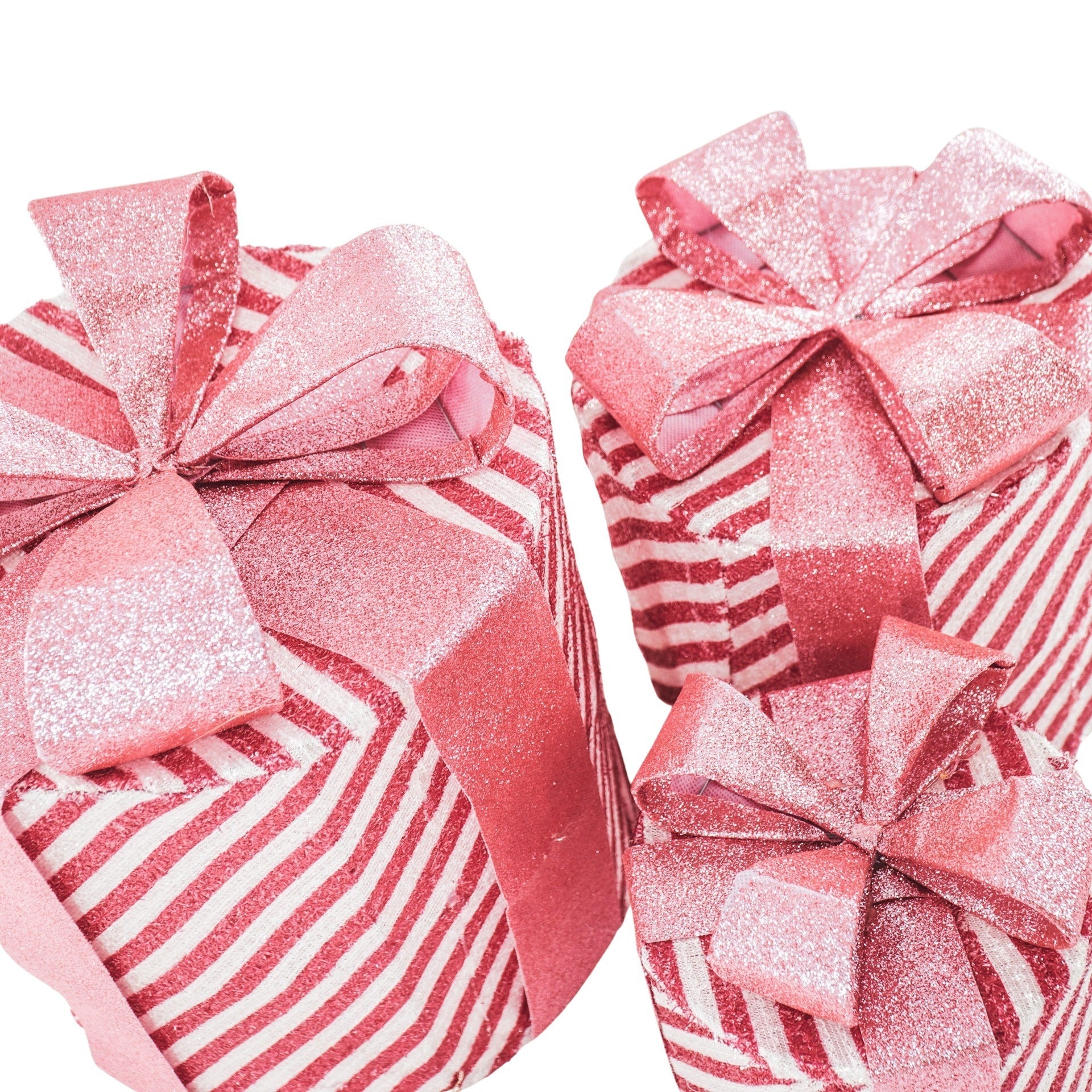 Kerst Led Lamp - Rond - Cadeau Set van 3 - Kunststof - Roze/Wit - 15cm/20cm/25cm Housevitamin Shop