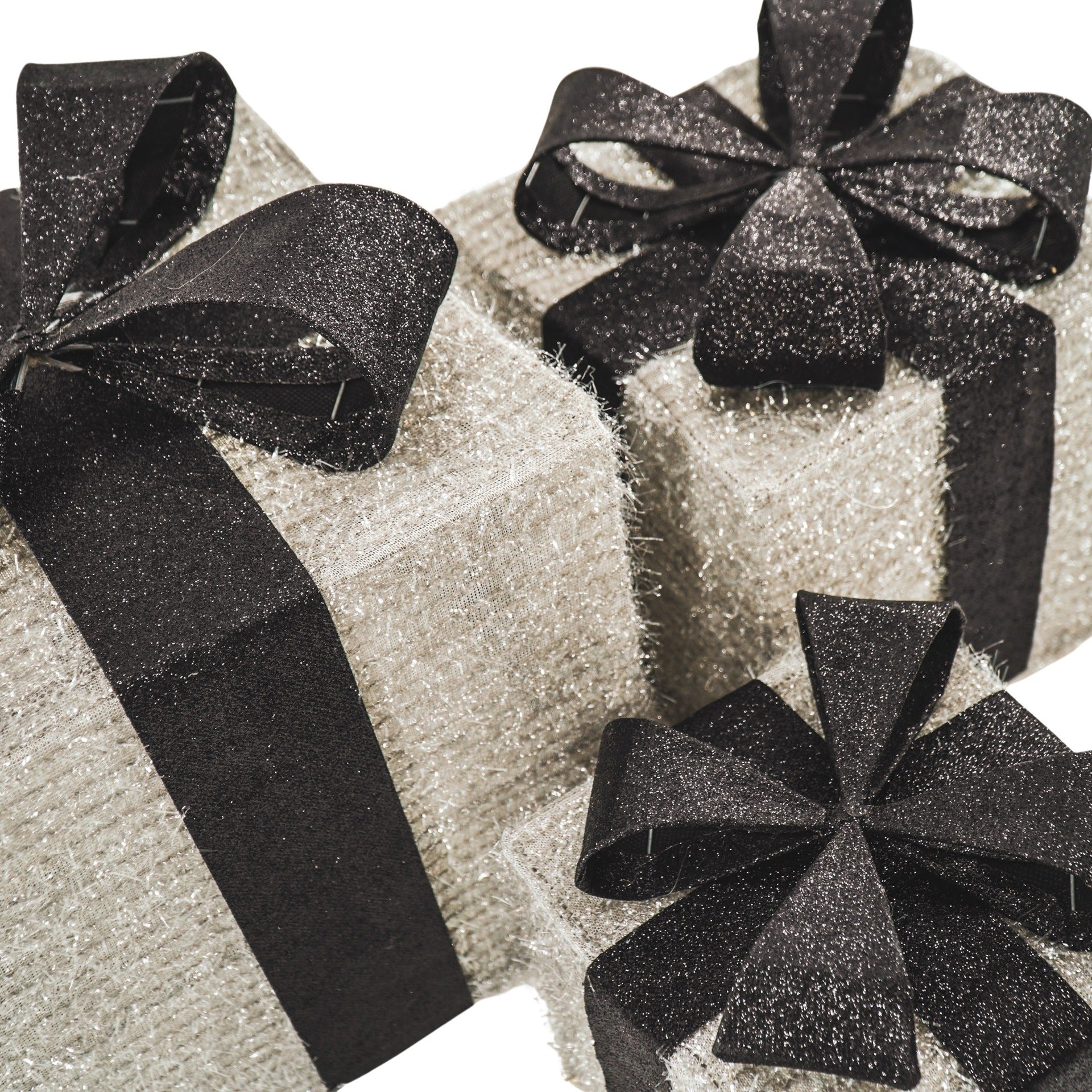 Kerst Led Lamp - Cadeau Set van 3 - Kunststof - Zilver/Zwart - 15cm/20cm/25cm Housevitamin Shop